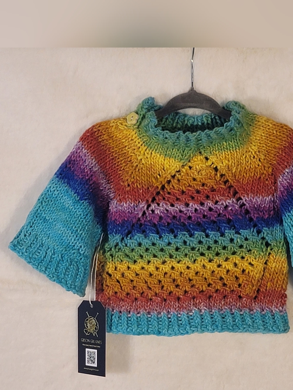 Handmade Rainbow 🌈 Knit Baby Sweater